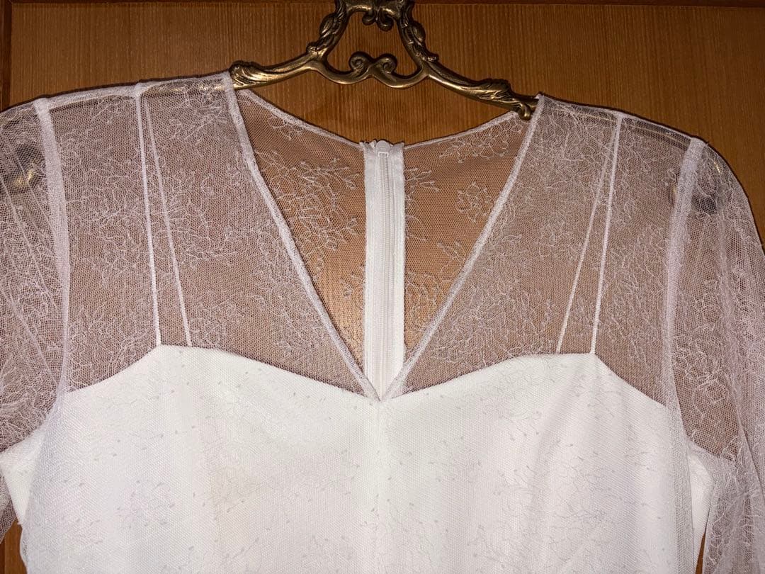 【kaene】レース×シフォンドレス whitecollection