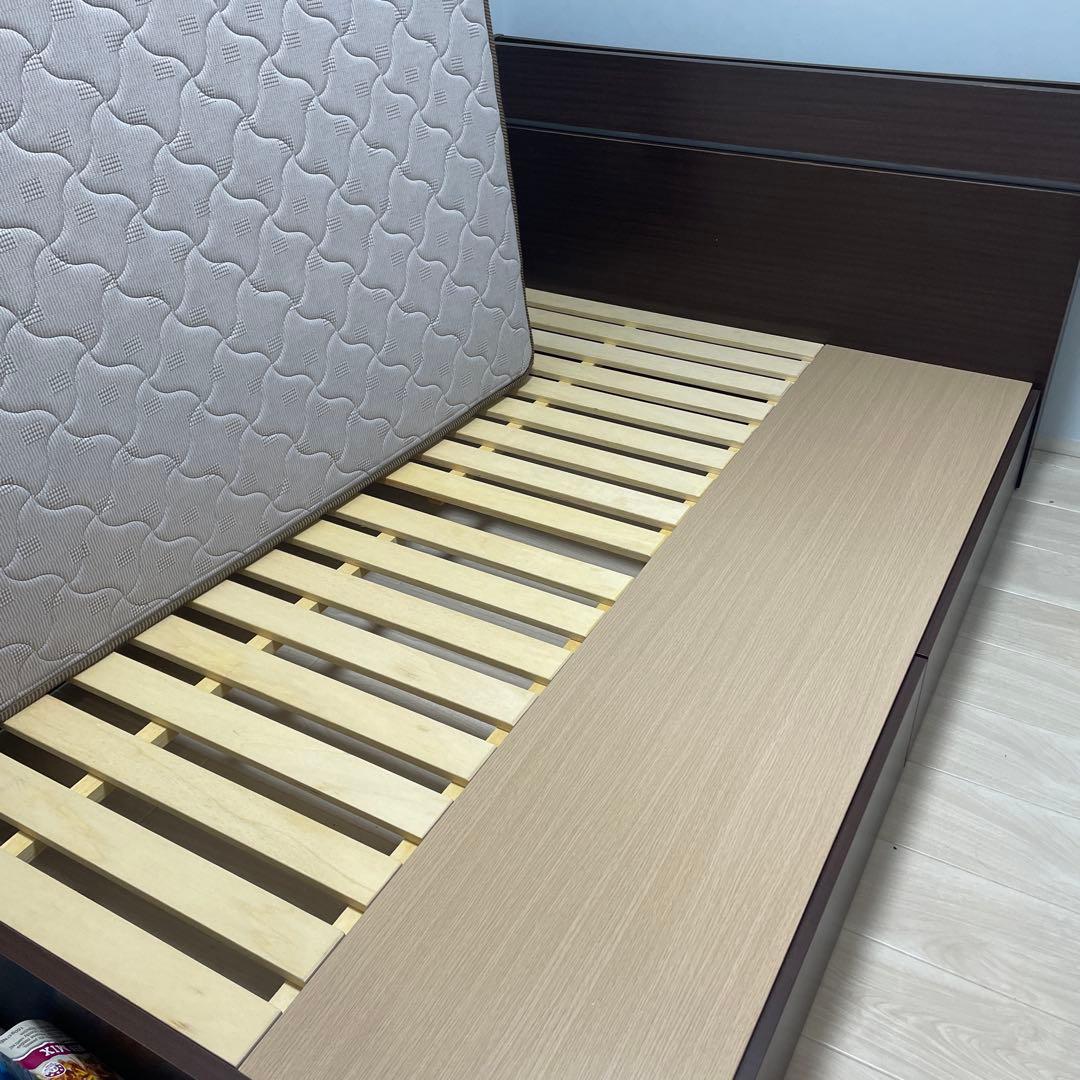 フランスベッド　ダブルベッド　マットレス付き　ベッドフレーム　引き出し