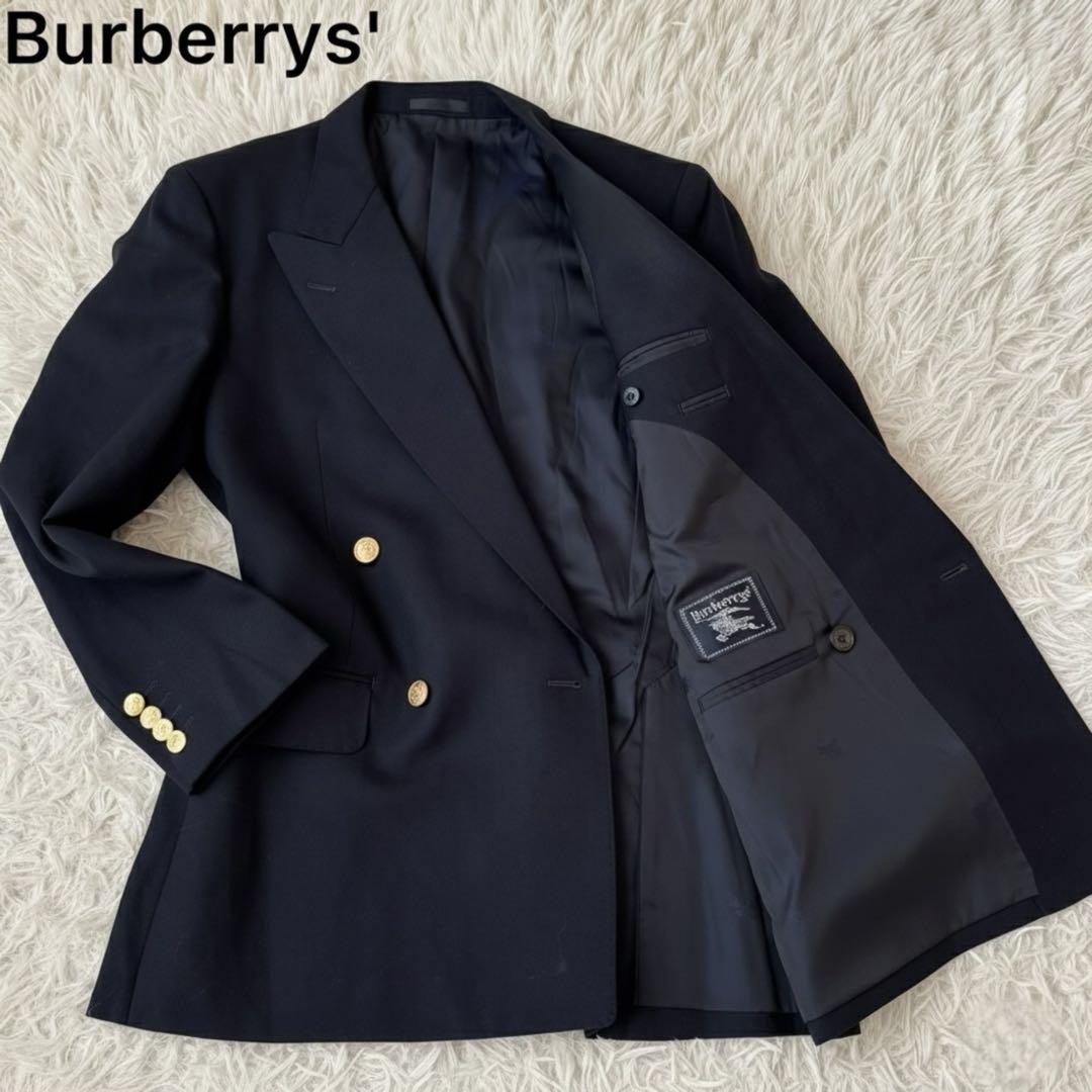 美品✨ バーバリーズ 紺ブレ ダブルテーラードジャケット 金ボタン ネイビー
