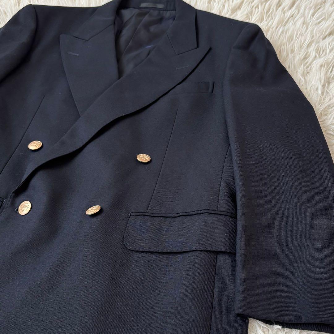 美品✨ バーバリーズ 紺ブレ ダブルテーラードジャケット 金ボタン ネイビー