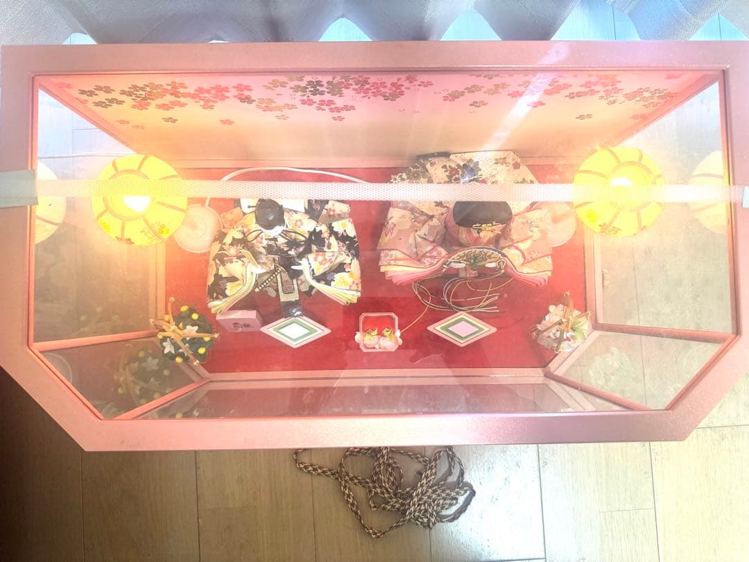 k*i様 雛人形 桜の花柄 大きめサイズ 親王ケース飾り