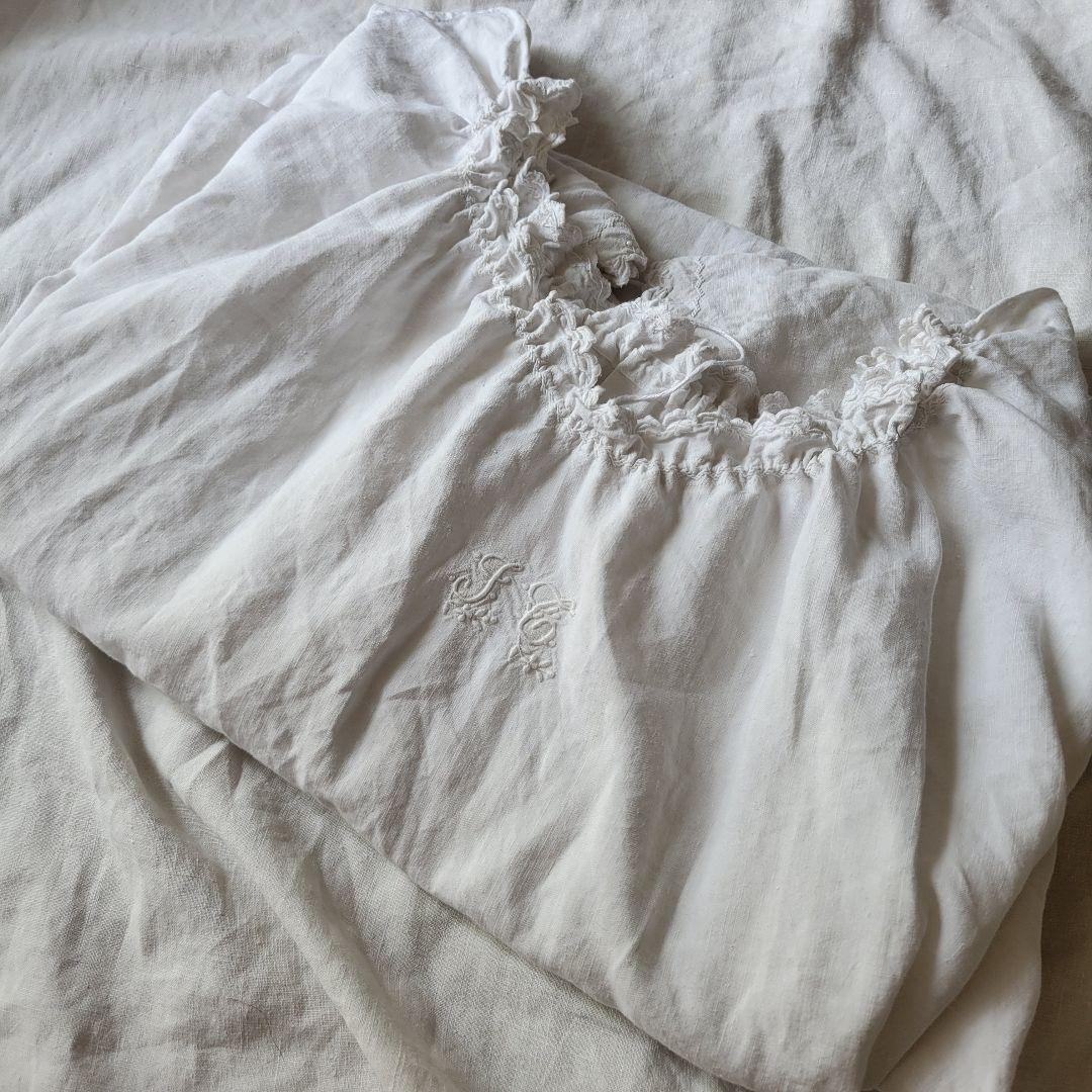 フランス　アンティーク　ワンピース　リネン　D