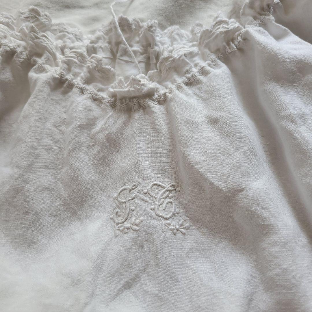 フランス　アンティーク　ワンピース　リネン　D