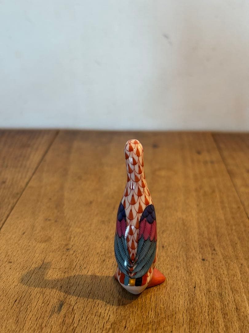 HEREND ヘレンド フィギュリン アヒル フィッシュネット 赤