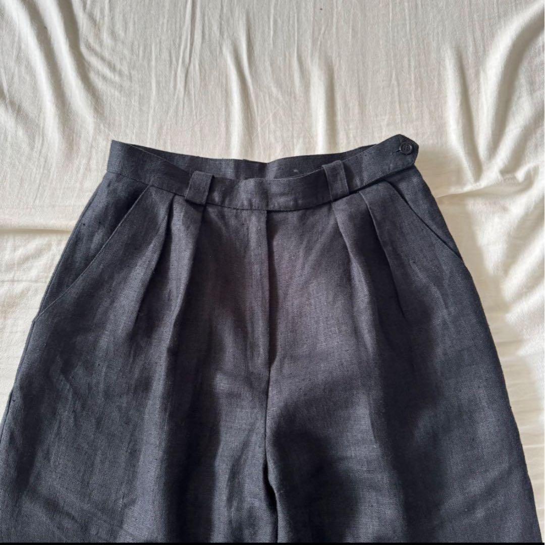 パンツ 2tuck black linen slacks pants