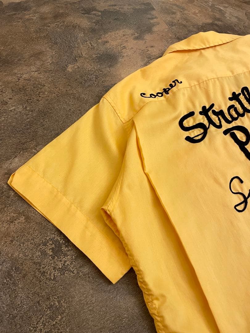 70s HILTON（ヒルトン）青タグ ボーリングシャツ 豪華刺繍 L