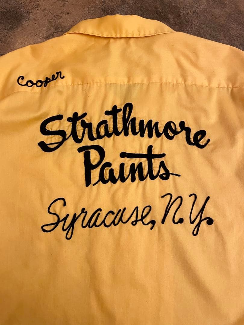 70s HILTON（ヒルトン）青タグ ボーリングシャツ 豪華刺繍 L