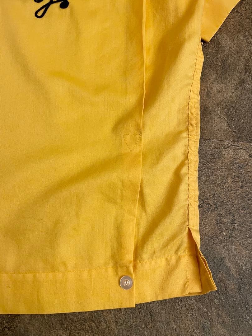 70s HILTON（ヒルトン）青タグ ボーリングシャツ 豪華刺繍 L