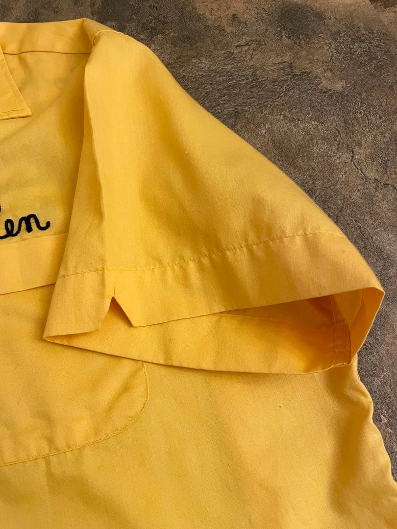 70s HILTON（ヒルトン）青タグ ボーリングシャツ 豪華刺繍 L