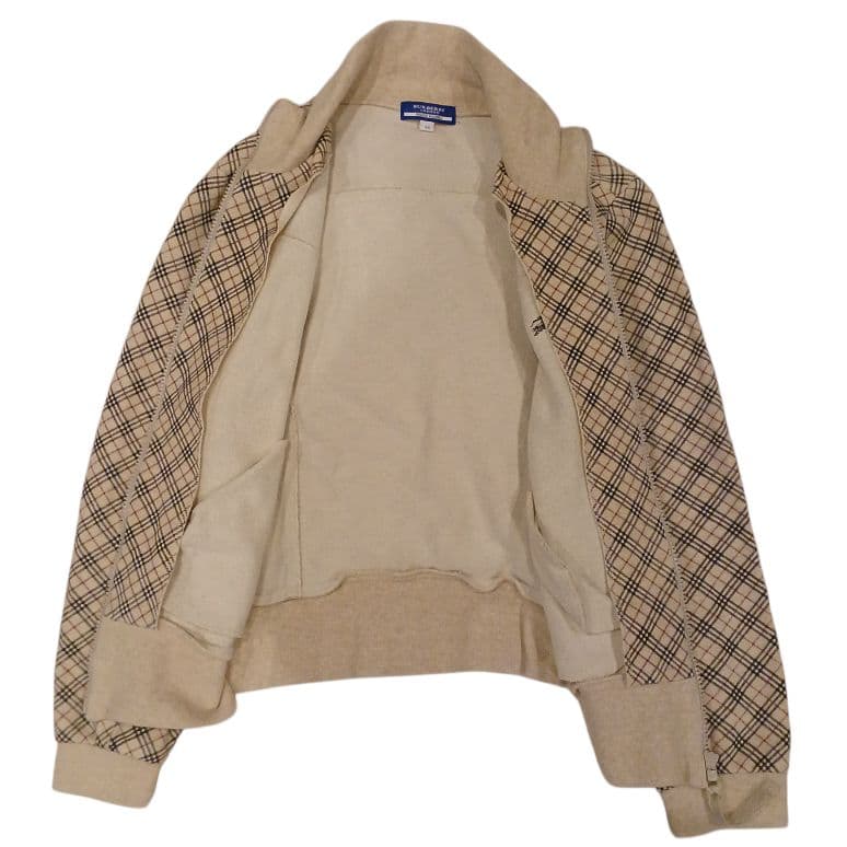 バーバリーブルーレーベル トラックジャケット チェック ホース刺繍 リブ 38