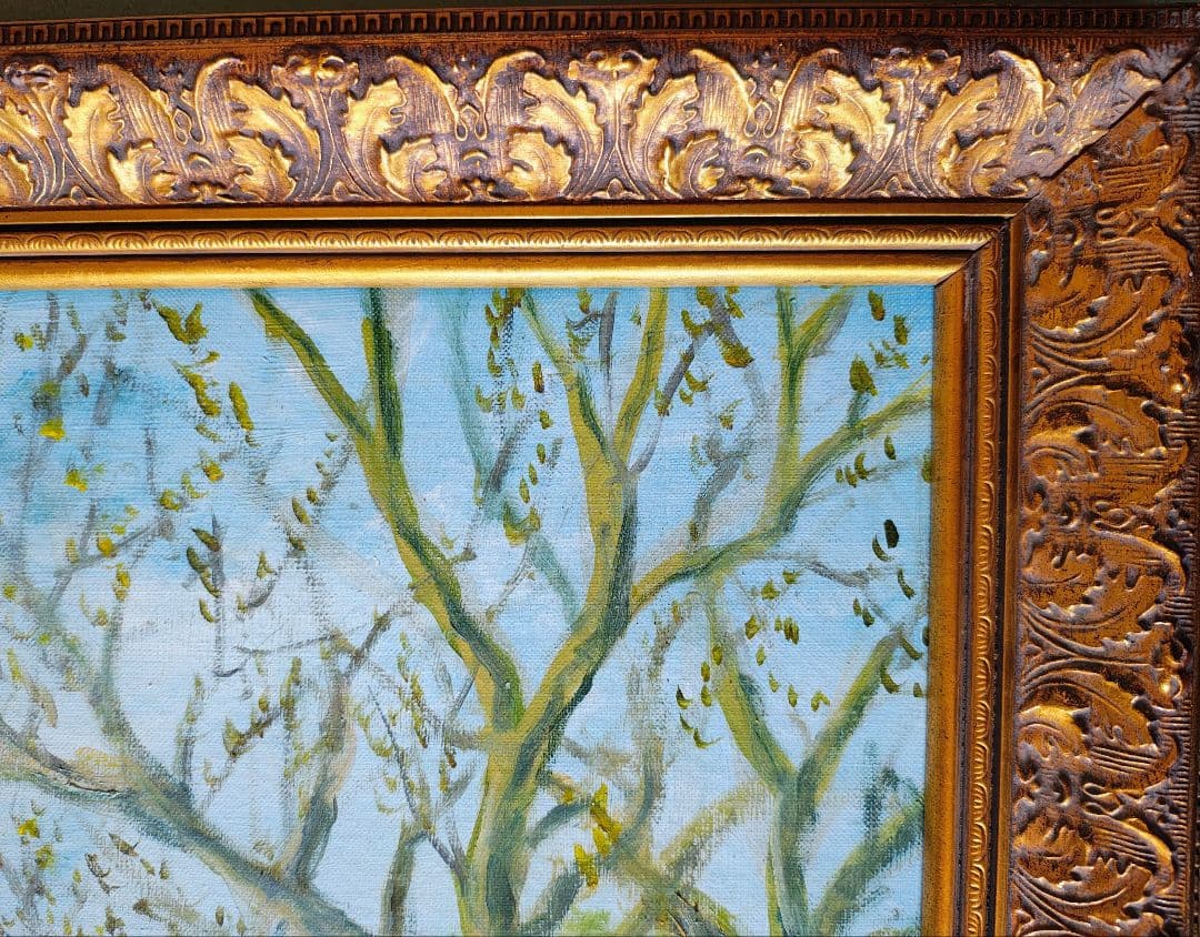 【送料込】F50号 大型 油彩仮額縁＆肉筆油彩画セット 南郷大橋 2006年制作