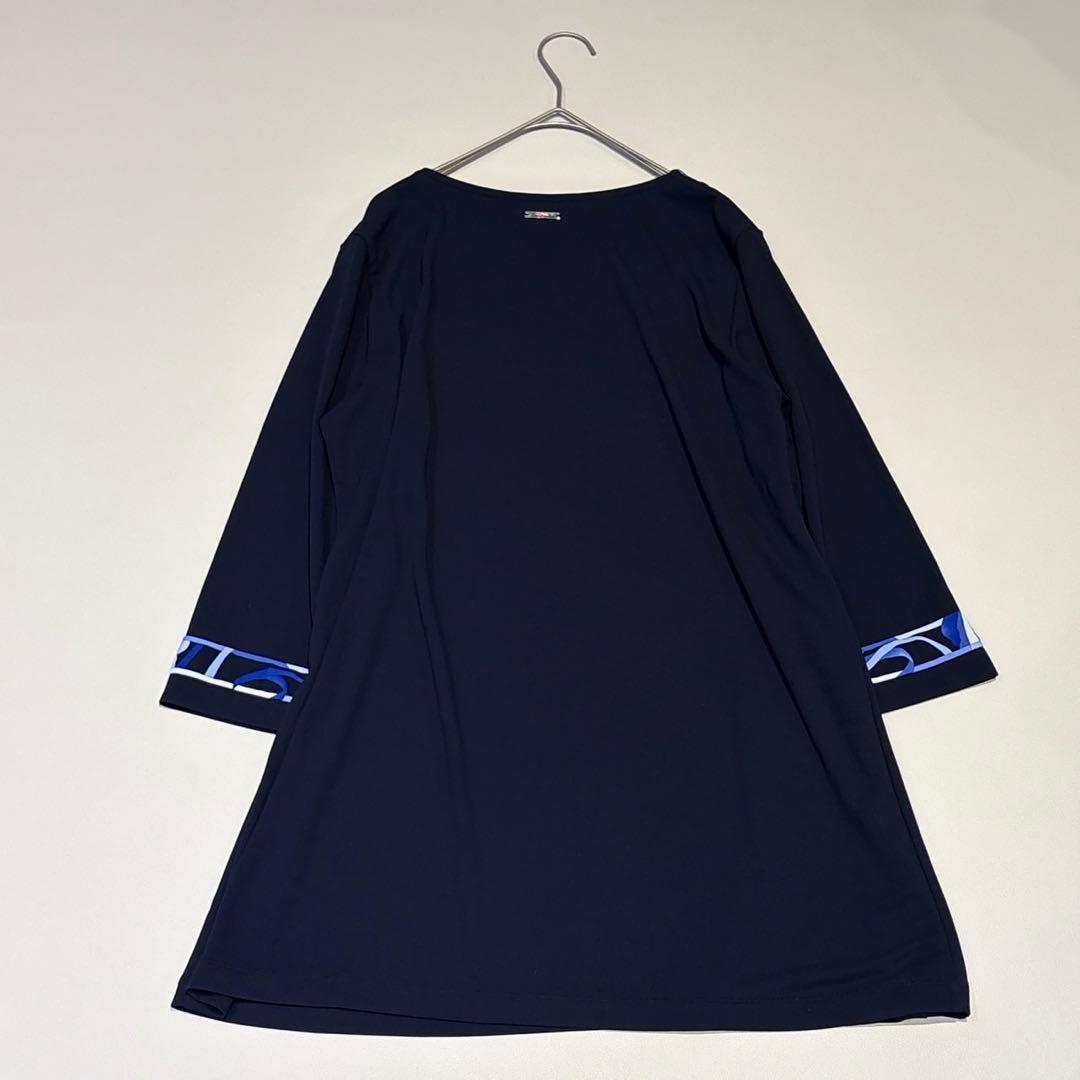 美品✨大きいサイズ レオナール カンカン チュニックワンピース ネイビー