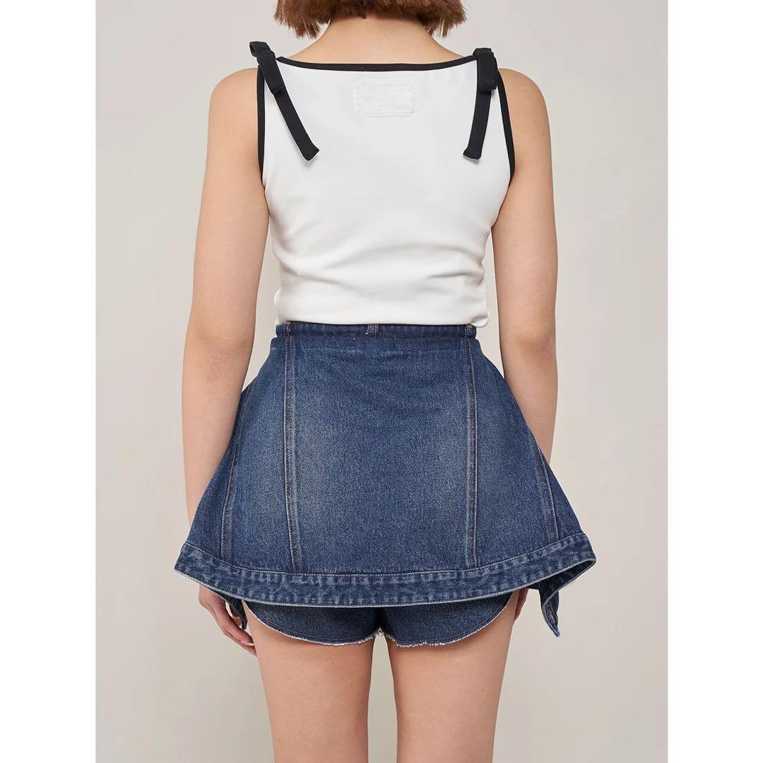 新品タグ付 ダーリッチ ドッキングデザインデニムショートパンツ M ブルー