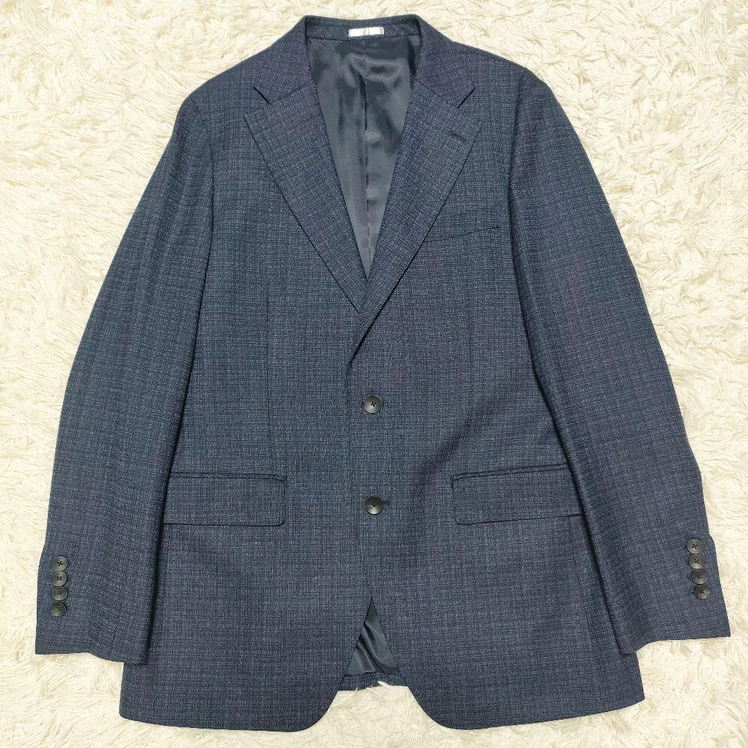 美品　裏地ペイズリー　スーツセレクト　3ピース　スーツ　紺　メンズ　AB7　XL