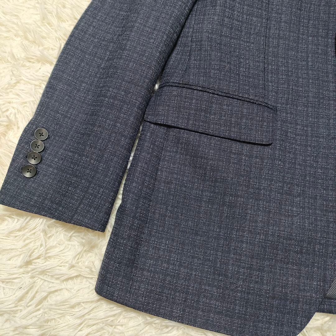 美品　裏地ペイズリー　スーツセレクト　3ピース　スーツ　紺　メンズ　AB7　XL