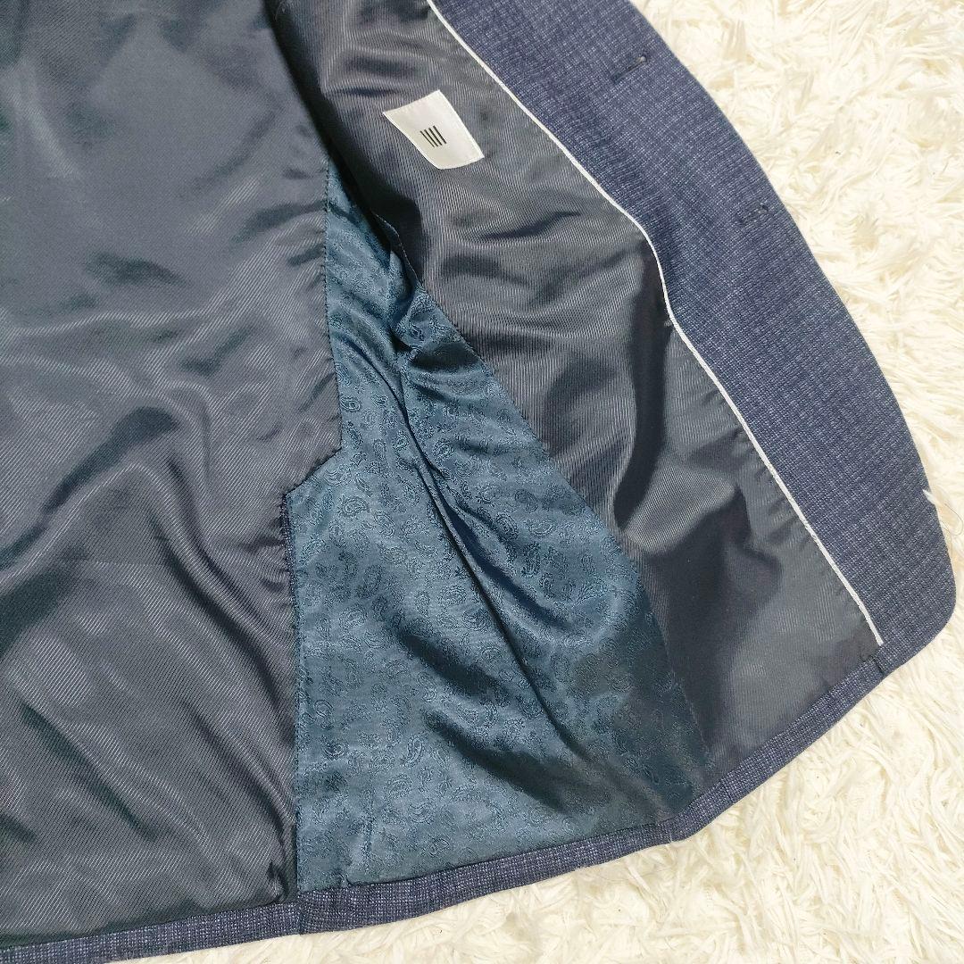 美品　裏地ペイズリー　スーツセレクト　3ピース　スーツ　紺　メンズ　AB7　XL