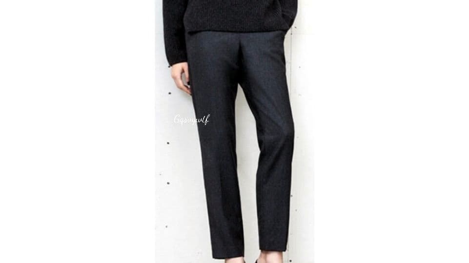 美品 Theory ウール フランネル プルオン パンツ 後ろゴム 黒 セオリー