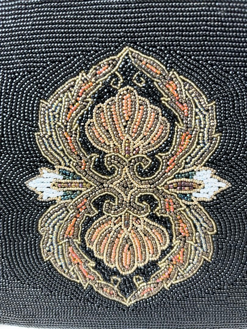 【美品】【柏ビーズ】 ビーズバッグ　ハンドバッグ パーティバッグ　黒