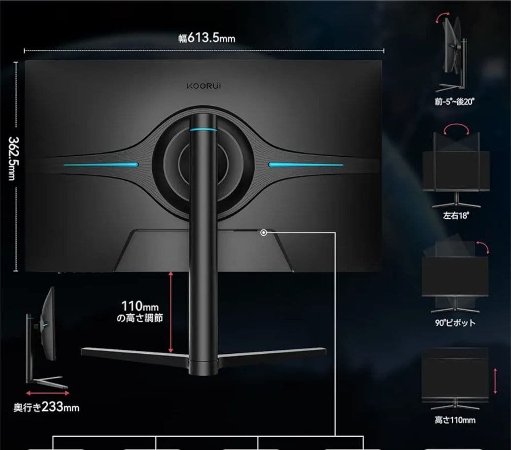 27インチ 1440p モニター 144Hz 1ms IPS KOORUI
