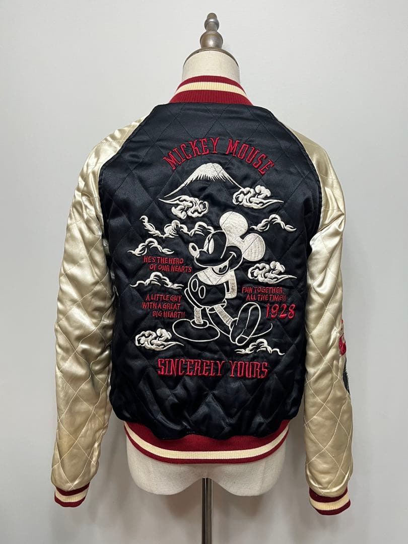 レア　Disney ディズニー ミッキーマウス リバーシブル スカジャン　刺繍