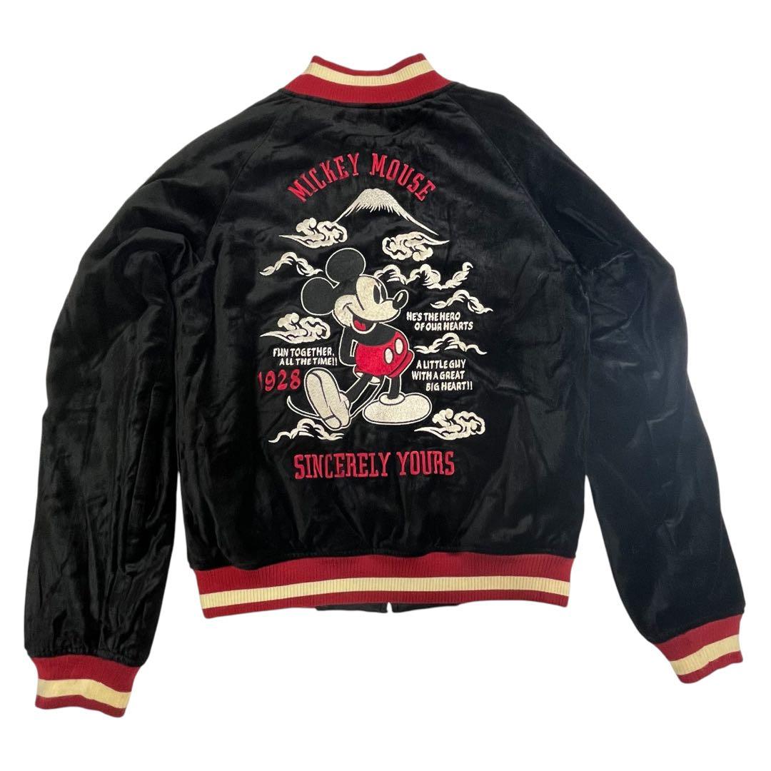 レア　Disney ディズニー ミッキーマウス リバーシブル スカジャン　刺繍