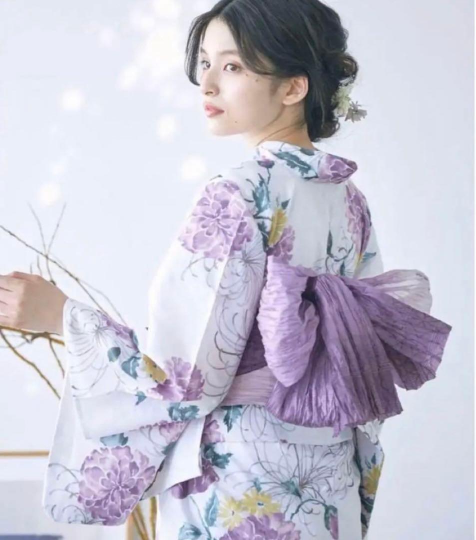 dita 浴衣　京藤色の菊重ね