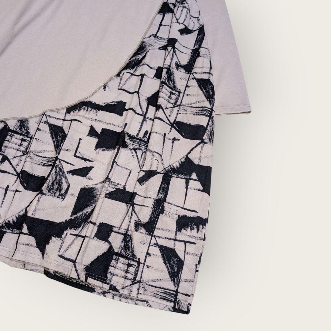 センソユニコ　UNICO　幾何学柄　アシンメトリー　ワンピース　グレー　38