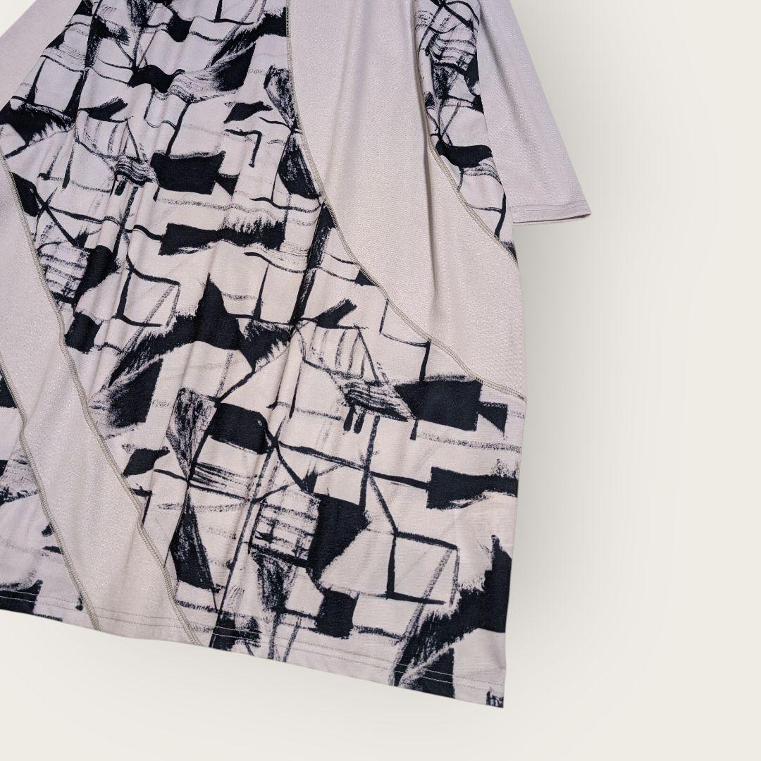 センソユニコ　UNICO　幾何学柄　アシンメトリー　ワンピース　グレー　38