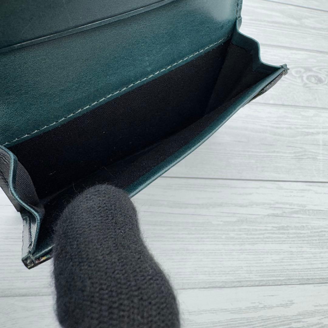 【美品】Paul Smith マルチストライプ　名刺入れ　レザー　ダークグリーン