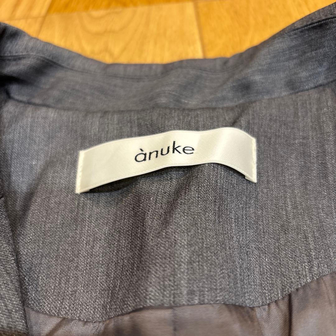 美品【anukeアンヌーク】ツイルオーバージャケット　グレー　36
