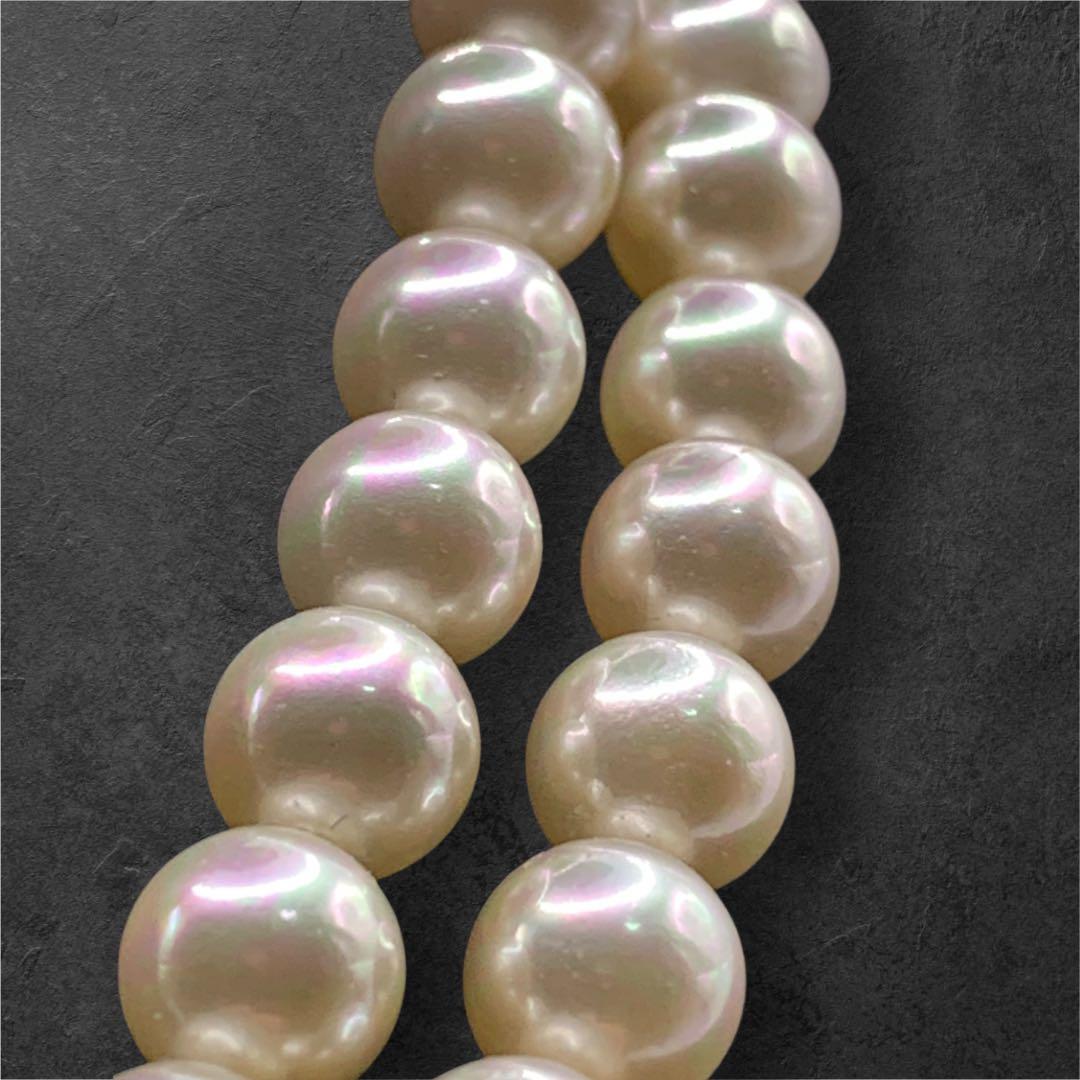 美品　テリ強　本真珠　ホワイトパール　2連ネックレス　SILVER刻印