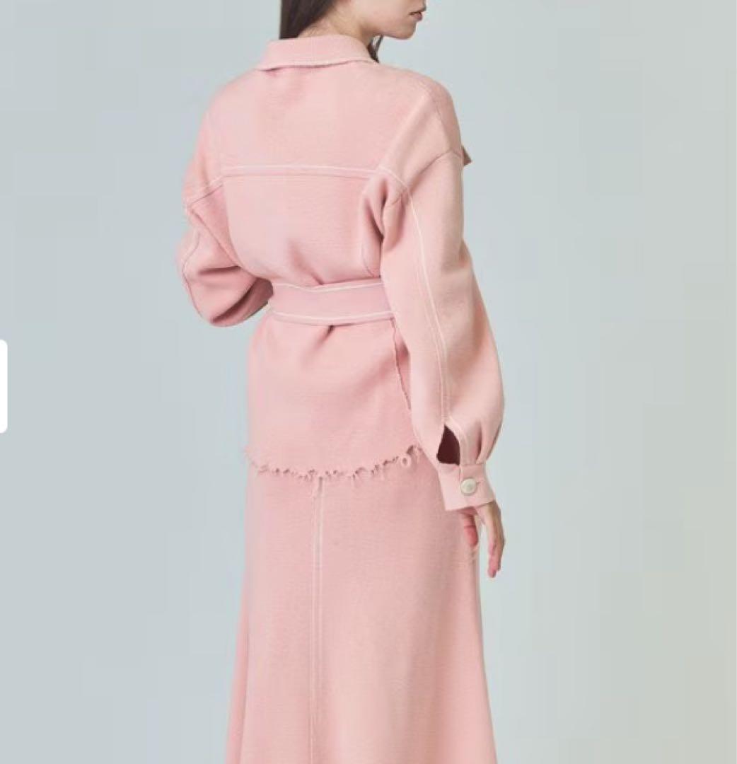 美品✨2025AW 今季完売 ミラノリブ ニットワークジャケット ベルト ピンク