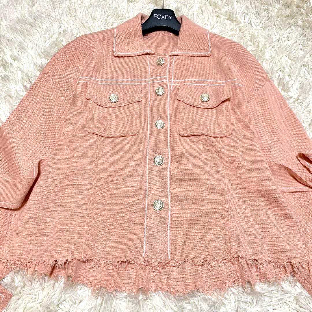 美品✨2025AW 今季完売 ミラノリブ ニットワークジャケット ベルト ピンク