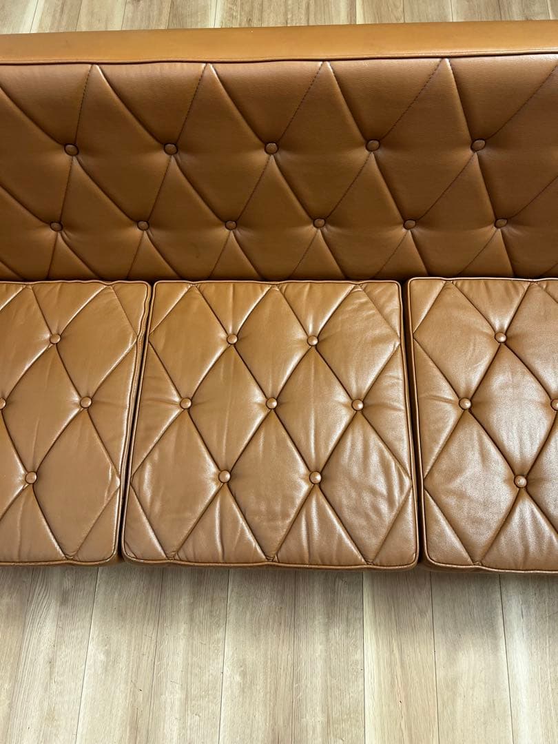 【カリモク60】ロビーチェア　3シーター　キャメル　※希少モデル