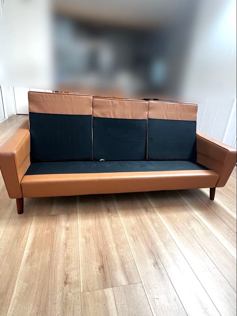 【カリモク60】ロビーチェア　3シーター　キャメル　※希少モデル