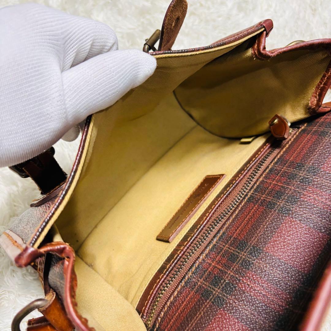 ヴィンテージ ポロ ラルフローレン チェック カバン ショルダーバッグ ブラウン