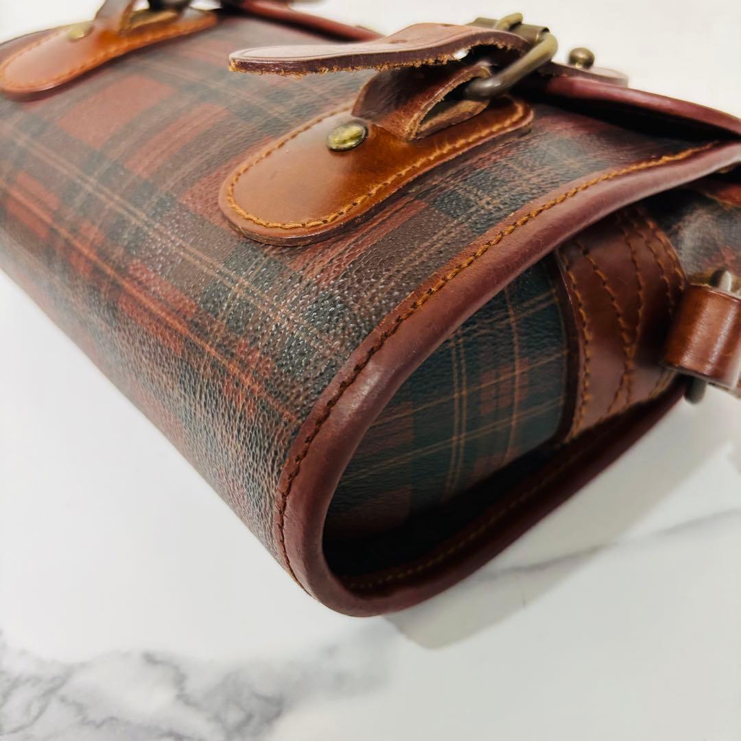 ヴィンテージ ポロ ラルフローレン チェック カバン ショルダーバッグ ブラウン