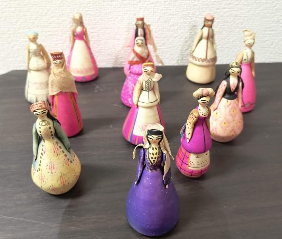 旧ソ　ロシア　張り子の民族衣装人形　民芸品　伝統工芸品　12体セット