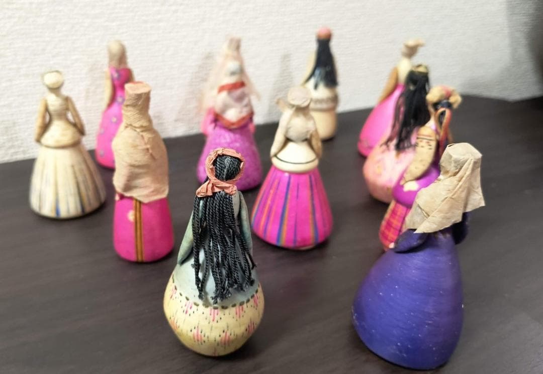 旧ソ　ロシア　張り子の民族衣装人形　民芸品　伝統工芸品　12体セット