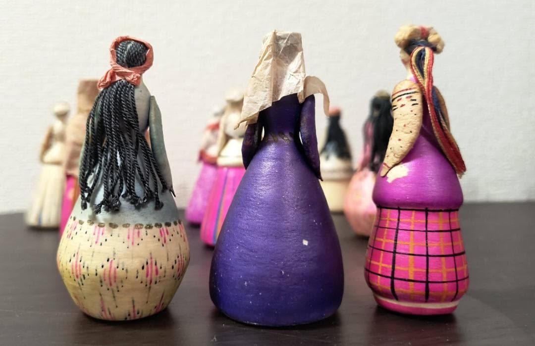 旧ソ　ロシア　張り子の民族衣装人形　民芸品　伝統工芸品　12体セット