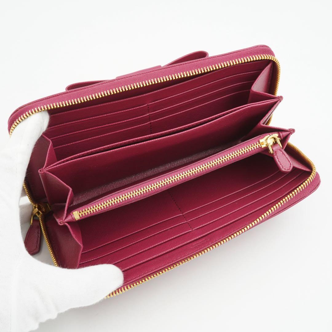 ✨未使用展示品・箱保証書付き✨　PRADA 長財布　サフィアーノレザー　リボン