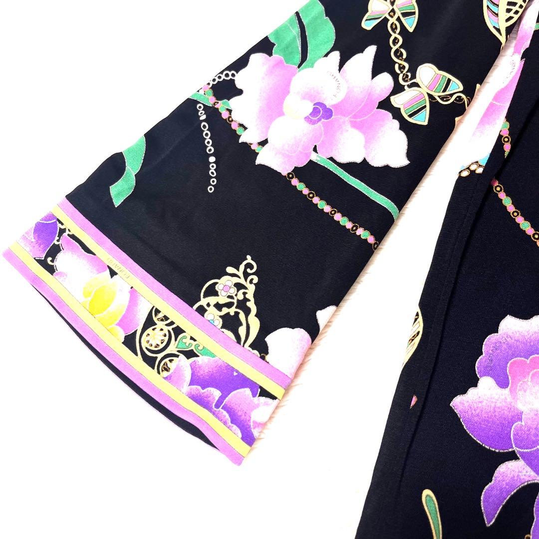 近年　極美品☆レオナールカンカンチュニックワンピース大きいサイズボウタイ花柄