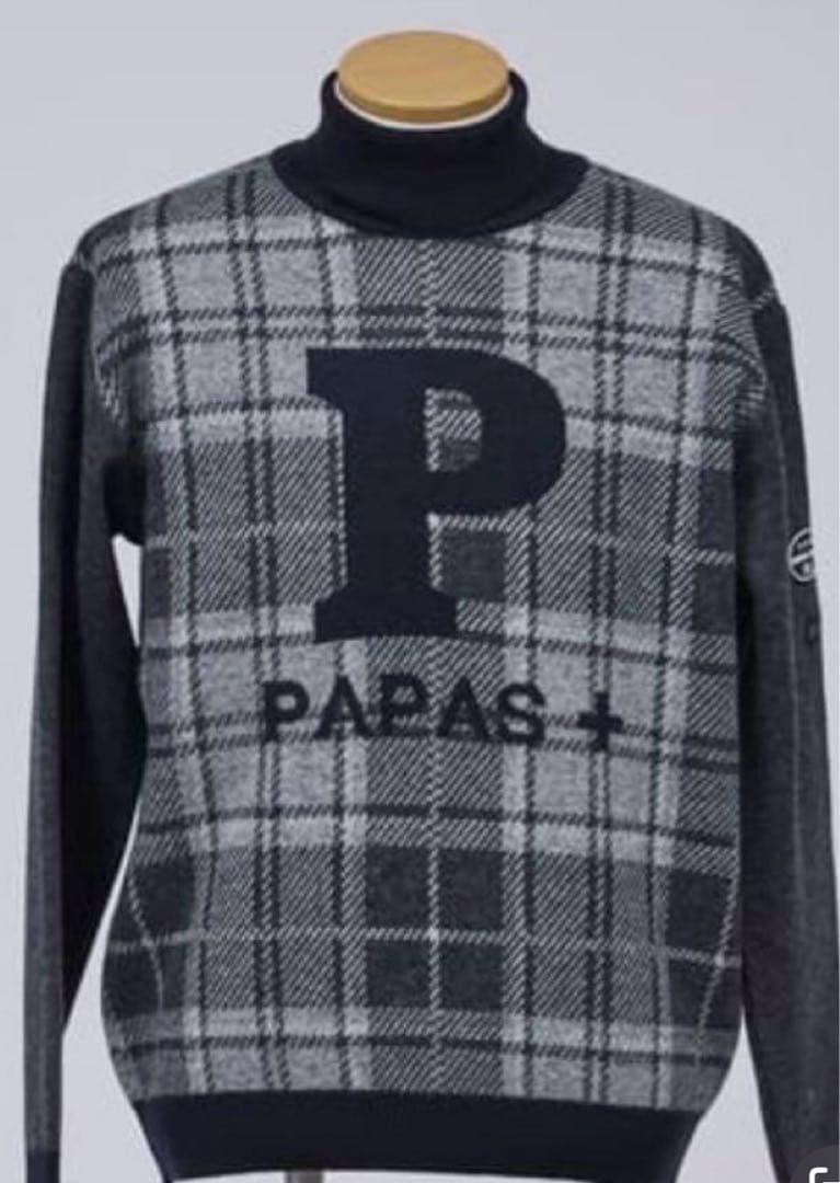 新品 PAPAS パパスプラスタートルネック プルオーバーセーター
