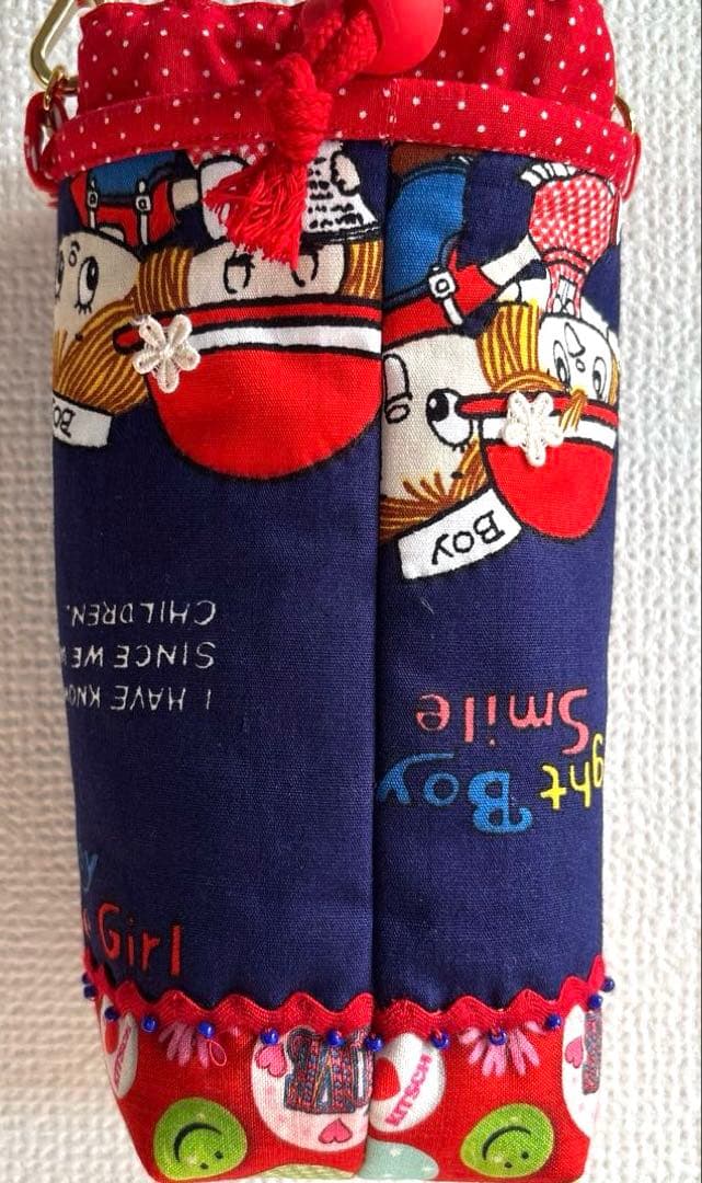 レトロパッチワークトートバッグ4点 ショルダー紐、ポーチ、ペットボトルカバー付き