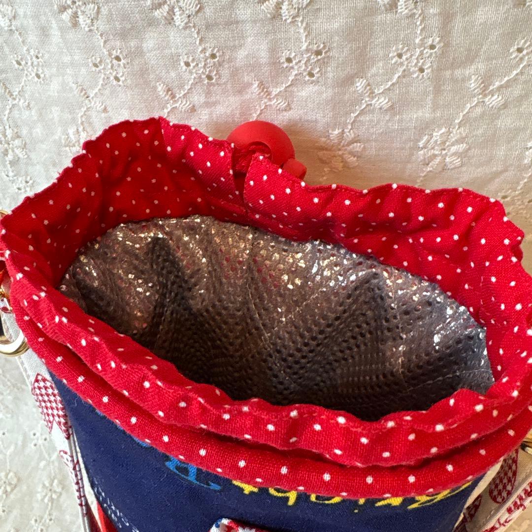 レトロパッチワークトートバッグ4点 ショルダー紐、ポーチ、ペットボトルカバー付き