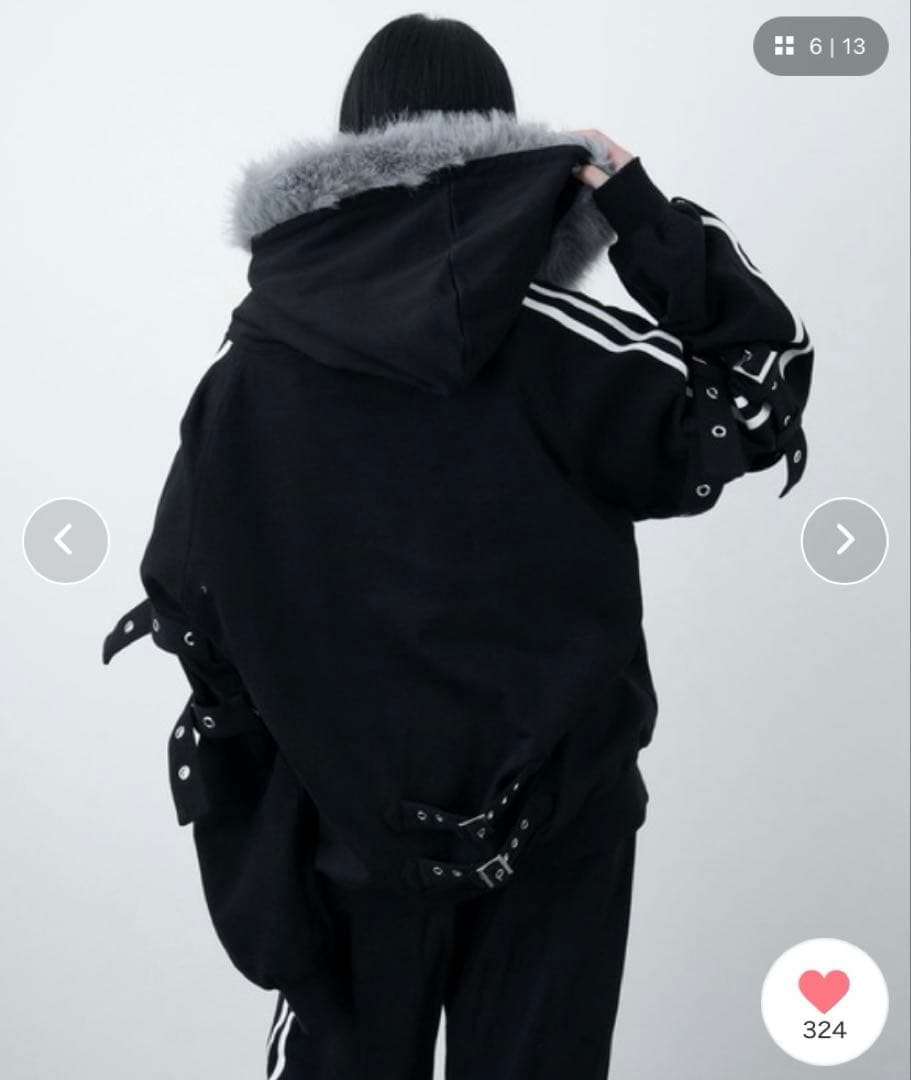 LAZYSLAY ファーフードラインパーカー