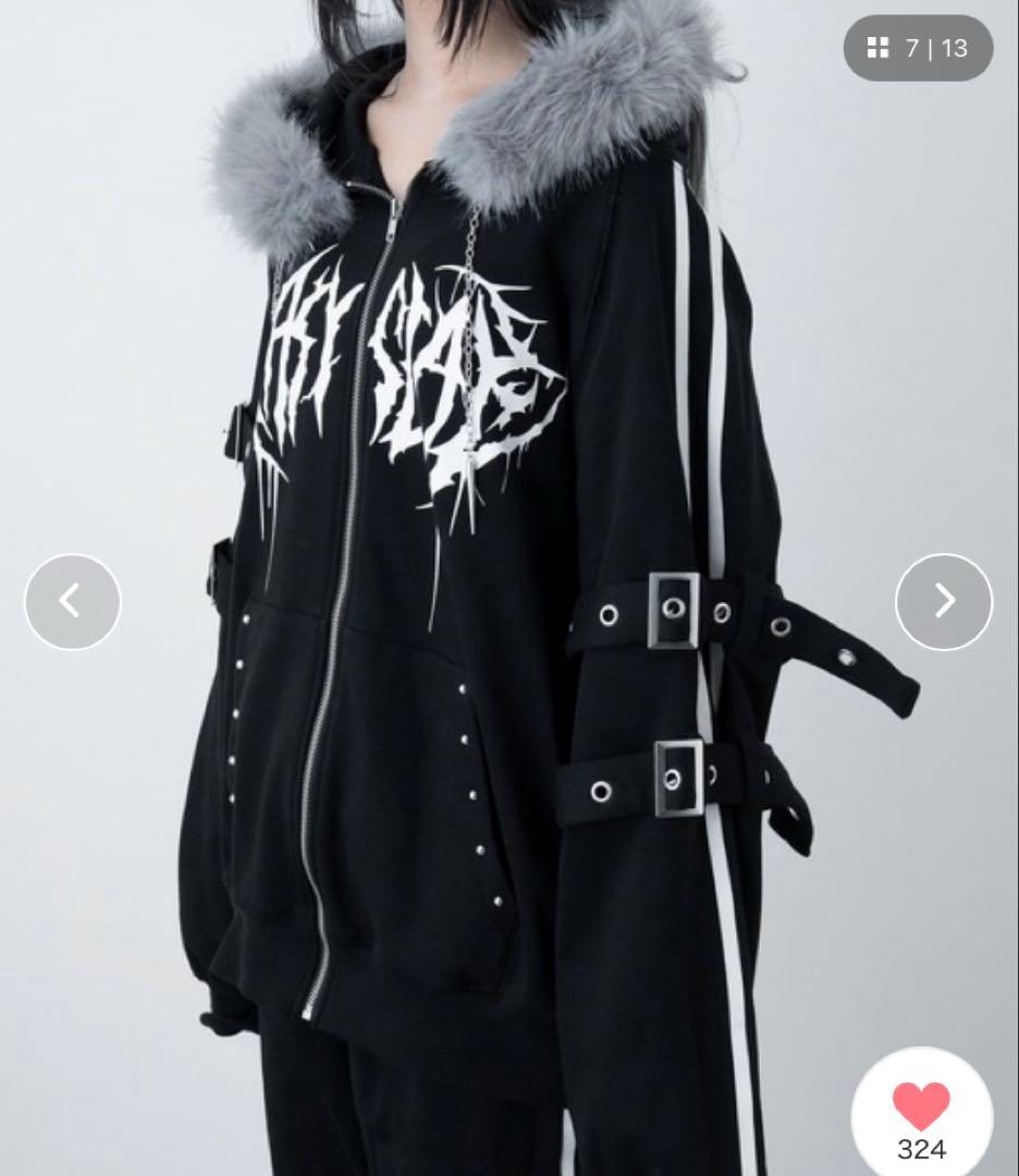 LAZYSLAY ファーフードラインパーカー