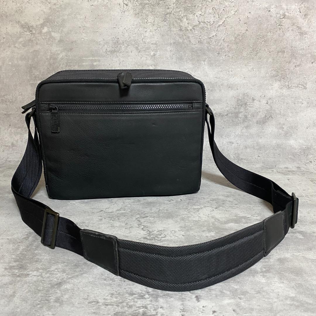 ✨美品✨LANVIN ランバン ショルダーバッグ レザー×ナイロン 黒 斜め掛け