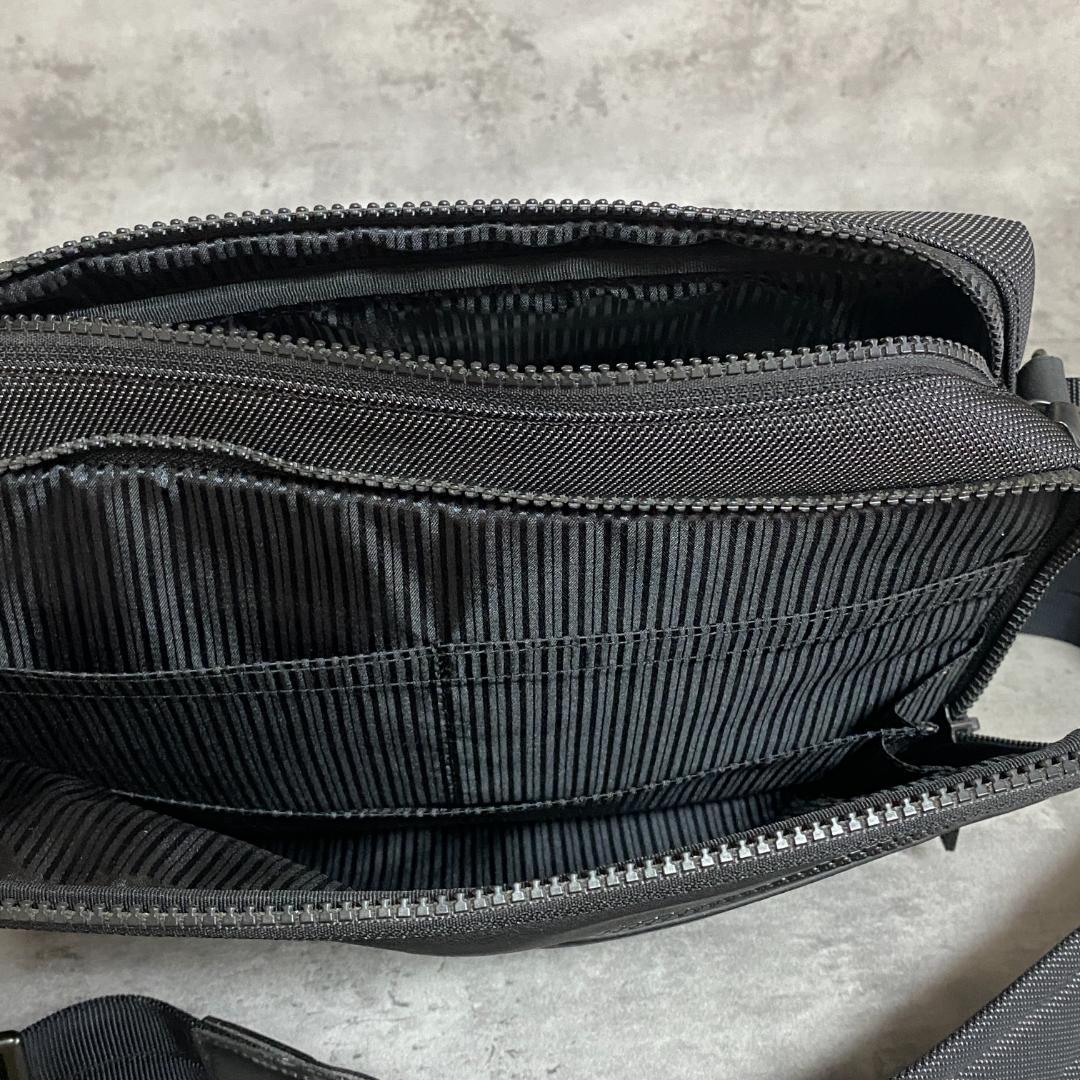 ✨美品✨LANVIN ランバン ショルダーバッグ レザー×ナイロン 黒 斜め掛け