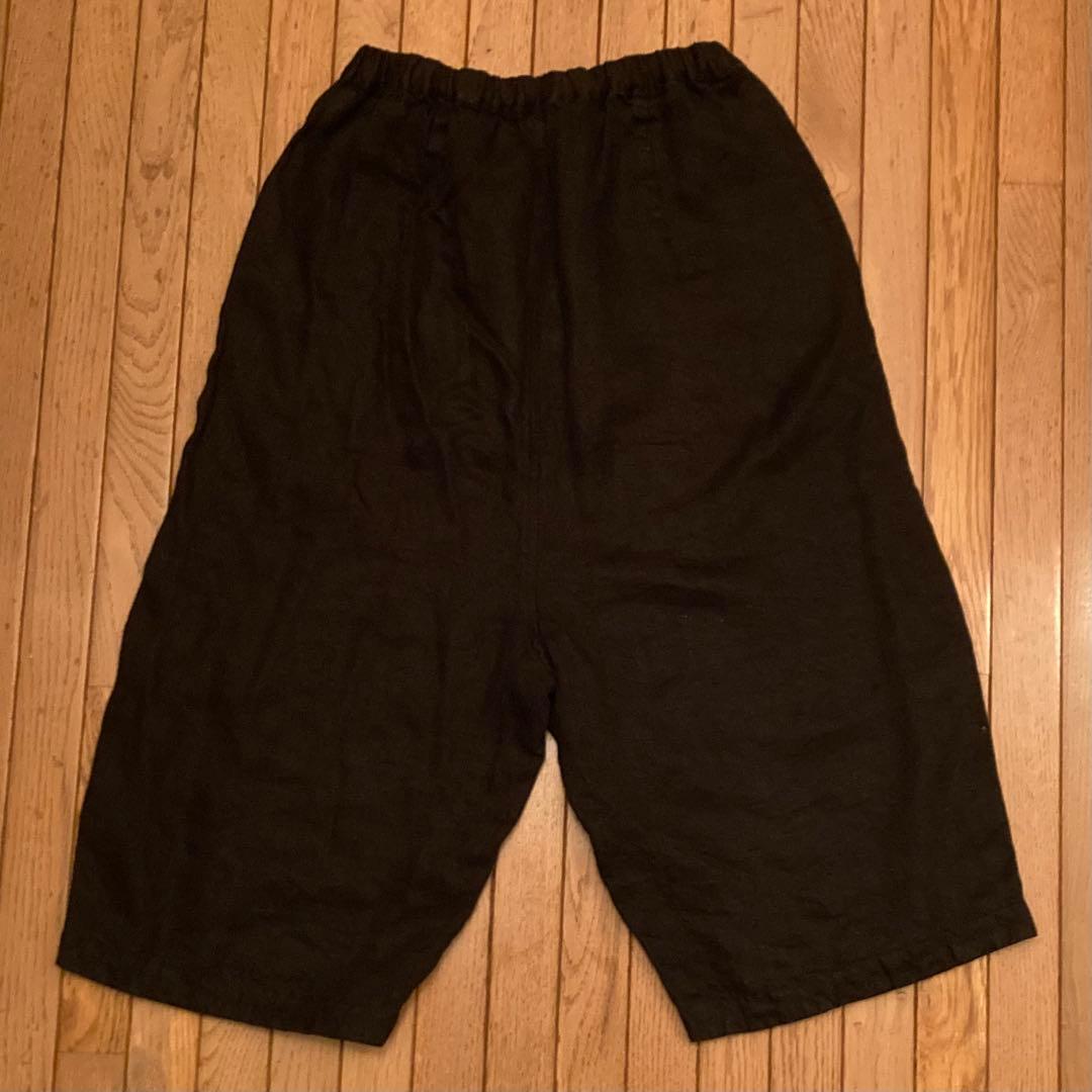 tumugu ソリトリネン8分丈パンツ 黒